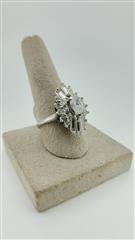 Synthetic Quartz Lady's Stone Ring Silver Stainless 6g